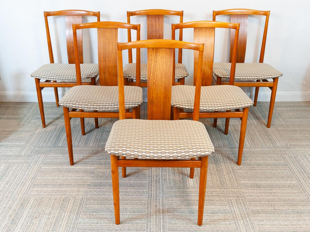 Set of 6 1960s Danish Teak Dining Chairs by Henning Sorensen for Danex