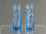 Pair of Whitefriars Blue Glass Bark Vases