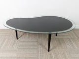 Vintage Amoeba Or Kidney Shaped Black and Clear Glass Coffee Table