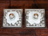 1970s Pair of Handblown Square Glass and Chrome Wall Lights by Peill & Putzler