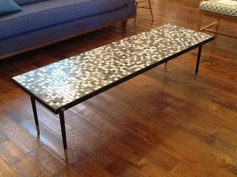 1960s Black and White Mosaic Coffee Table