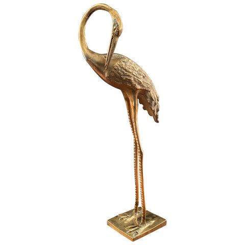 Vintage 1970s Decorative Brass Crane Sculpture