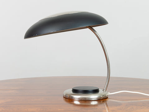 1970s German Black and Chrome Canopy Desk Lamp