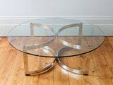 1970s Merrow Associates Round Glass Coffee Table