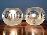 Pair of 1970s Peill and Putzler Frosted Glass Round Ice Cube Table Lamps