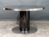 1960s Willy Rizzo Laminate & Steel Pedestal Dining Table