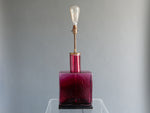 1960s Belgium Brass and Ruby Red Glass Lamp base
