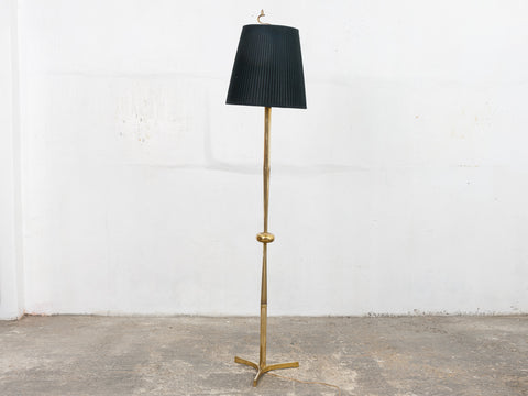 Antique Brass Floor Lamp with Black Shade