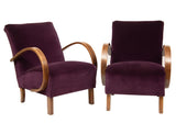 Pair of 1930s Art Deco Redcurrant Armchairs by Jindrich Halabala