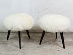 Pair of 1960s Knoll Antimott Tripod Stools in Sheepskin