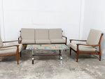 1960s Toothill Teak Sofa In Dekoma Wool Biscuit Fabric