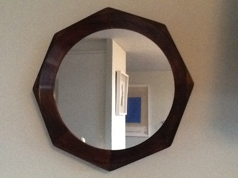 Danish Modern Rosewood Octagonal Mirror