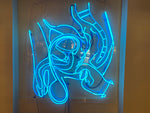 Vintage Large Anthony James Blue Prostate Neon backed on Perspex