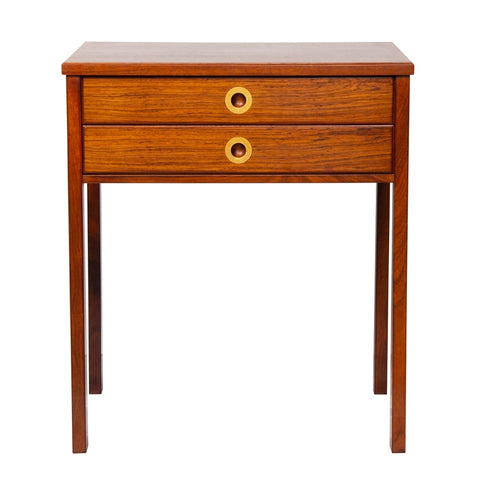 1960s Danish Rosewood and Brass Bedside Table
