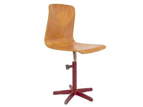 1960s German Pagholz Industrial Bentwood Swivel Desk Chair