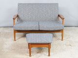 1960s Afromosia Guy Rogers Manhattan 2-Seater Sofa with Footstool