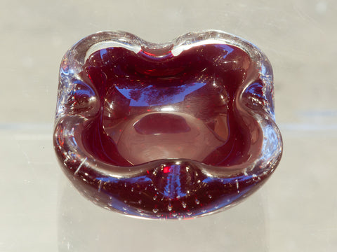 1960s Small Ruby Red Glass Bowl