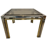 1970s Italian Square Brass and Chrome Coffee Table Willy Rizzo style