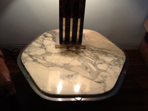 1970's Belgium Chrome and Marble Coffee Table