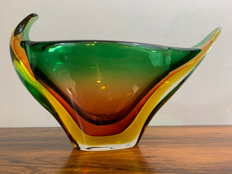Vintage 1970s Decorative Art Glass Sommerso Bowl