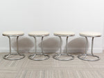 Pair of 1950's French Tubular Chrome Metal and Tan Leather Stools