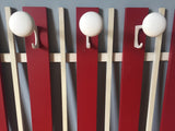 1960s Belgium Red and White Wooden Coat Rack