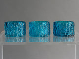 Whitefriars Kingfisher Blue Bark Effect Glass Candle Holders
