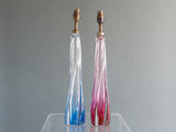 PAIR OF VAL ST LAMBERT BLUE AND PINK LAMP BASES
