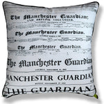 Vintage Cushions - The Manchester Guardian with a Glass of Heineken