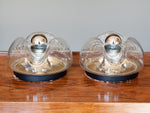 Pair of 1970's Glass and Gold Metal Peill & Putzler Wall Light Sconces