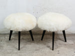 Pair of 1960s Knoll Antimott Tripod Stools in Sheepskin