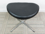 Arne Jacobsen Black Leather & Chrome Reproduction Footstool/Ottoman