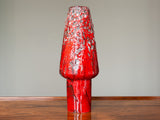 1970's Red Conical Fat Lava Vase