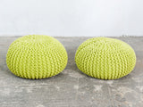 Vintage Lime Green Cable Knit Pouf