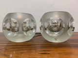 Pair of 1970s Peill and Putzler Frosted Glass Round Ice Cube Table Lamps