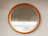 1970's Danish Large Illuminated Round Rosewood & Lucite Wall Mirror