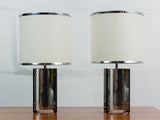 Pair of 1960's Sciolari Chrome Table Lamps