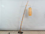 Vintage Bamboo and Coconut Floor Lamp with a Rattan Shade
