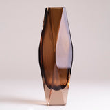 1960s Vintage Murano Brown Glass Faceted Geometric Vase