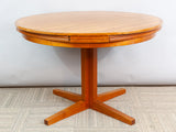 1960s Danish Dyrlund Teak Flip-Flap Pedestal Dining Table