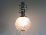 1960s Tinted White and Orange Globe Light by Mazzega