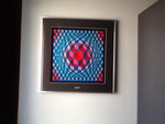 OP ART - CUBED PATTERN VASARELY FRAMED PRINT