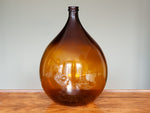 LARGE VINTAGE FRENCH AMBER GLASS DEMIJOHN