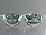 Pair of Murano Faceted Black Glass Ashtrays