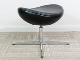 Arne Jacobsen Black Leather & Chrome Reproduction Footstool/Ottoman