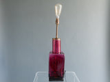 1960s Belgium Brass and Ruby Red Glass Lamp base