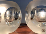 Pair of 1970s Peill and Putzler Frosted Glass Round Ice Cube Table Lamps