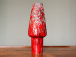 1970's Red Conical Fat Lava Vase