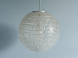 1970s Large Crackle Glass and Chrome Globe Pendant by Doria