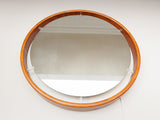 1970's Danish Large Illuminated Round Rosewood & Lucite Wall Mirror